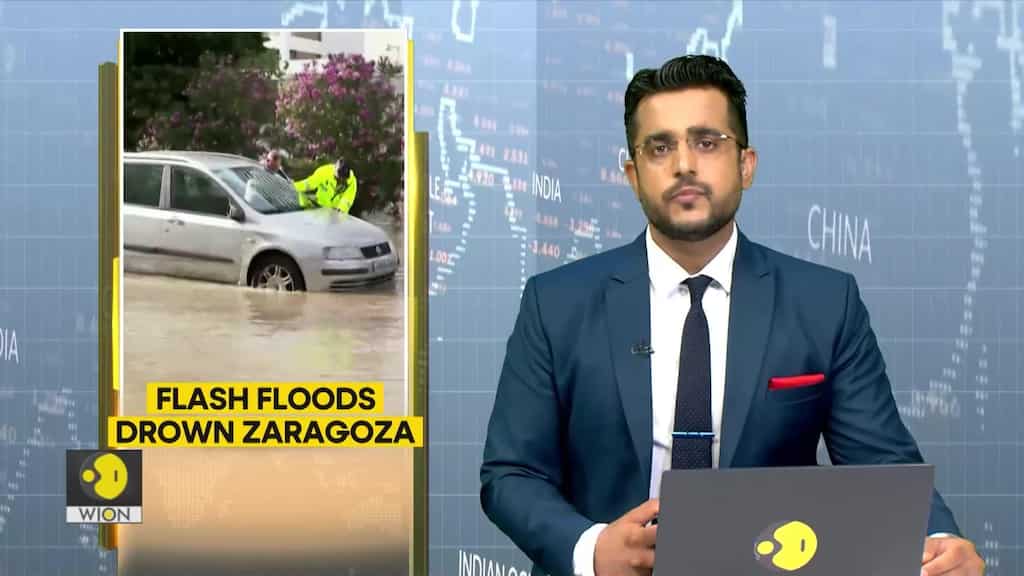 Spanish city of Zaragoza submerged by heavy rainfall & flash floods