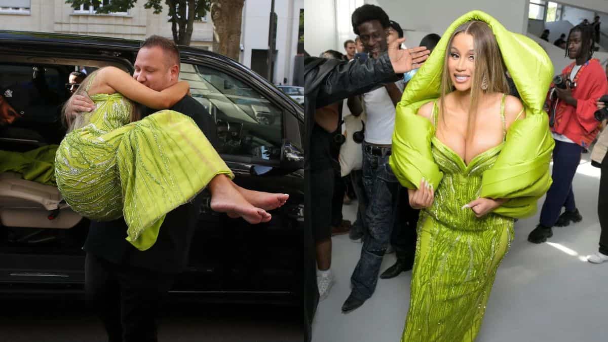 Watch: Cardi B's security guard carries rapper back to her car post Gaurav Gupta Haute Couture show Watch: Cardi B's security guard carries rapper back to her car post Gaurav Gupta Haute Couture show
