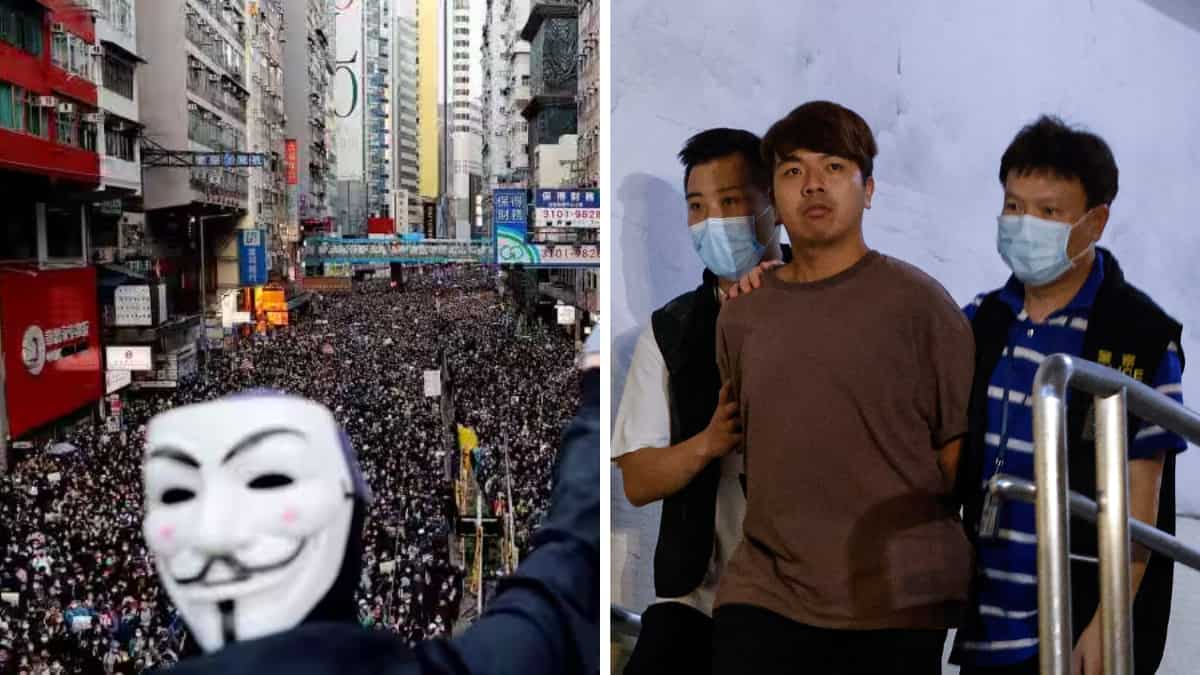 Hong Kong police arrest five people for allegedly supporting pro-democracy activists overseas