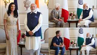 PM Modi meets prominent individuals in Paris; discusses yoga, science, skill development