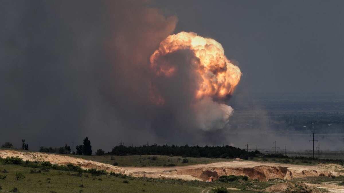 Ammunition depot in Crimea 'destroyed' in Ukraine drone attack, cluster munition fired in Russian village Ammunition depot in Crimea 'destroyed' in Ukraine drone attack, cluster munition fired in Russian village