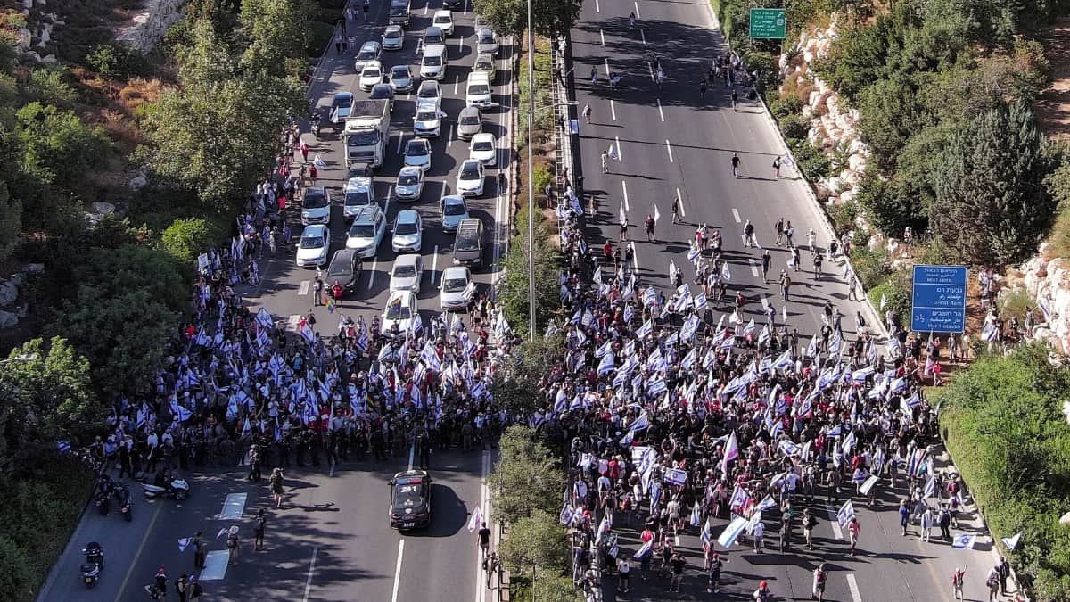 Meanwhile outside the Knesset...