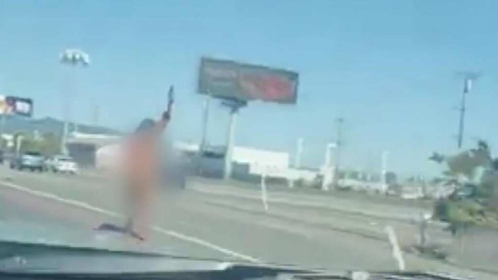 Naked woman pulls up car, takes out gun, opens fire on California Bridge; video goes viral
