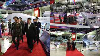 North Korea unveils US-like drones during exhibition attended by Russian, Chinese delegations