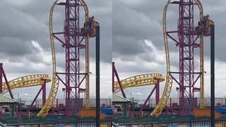 Video: Riders hang vertically for nearly 40 minutes after rollercoaster gets stuck in UK