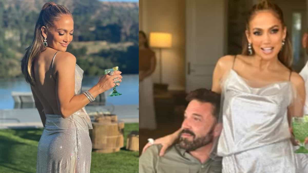 Jennifer Lopez shimmers in a silver dress as she celebrates birthday with husband Ben Affleck