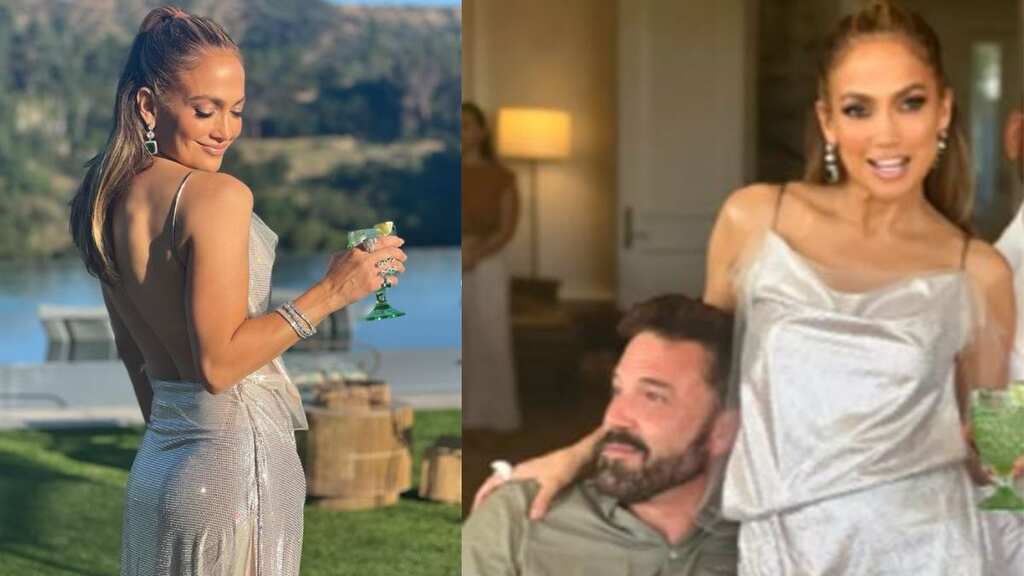 Jennifer Lopez shimmers in a silver dress as she celebrates birthday with husband Ben Affleck