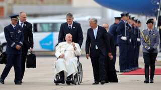 Pope Francis urges Europe to find 'courageous courses of peace' for Ukraine as he arrives in Portugal