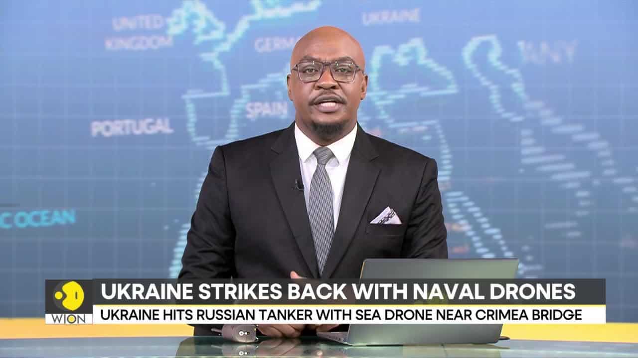 Ukraine hits Russian tanker with sea drone near Crimea bridge - World News