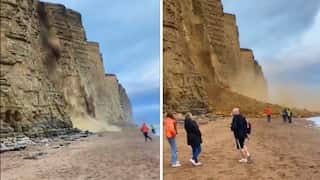 WATCH | UK beachgoers’ ‘lucky escape’ after cliff collapses in West Bay, Dorset
