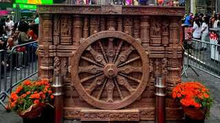 Watch: Sandstone art depicting India’s majestic Konark Sun Temple unveiled at Times Square