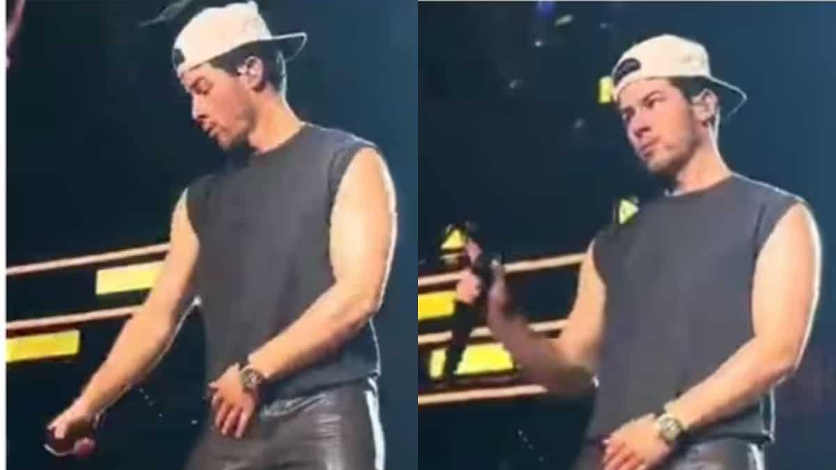 Nick Jonas' reaction to a fan throwing wrist band at him mid-concert has gone viral. Watch Nick Jonas' reaction to a fan throwing wrist band at him mid-concert has gone viral. Watch