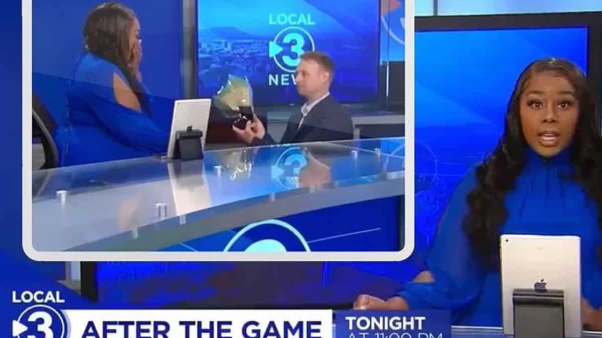 Watch News anchor gets surprise marriage proposal from reporter