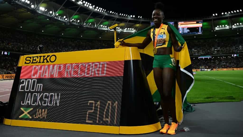 World Athletics Championship: Jamaica's Shericka Jackson retains 200m title in second-fastest time ever