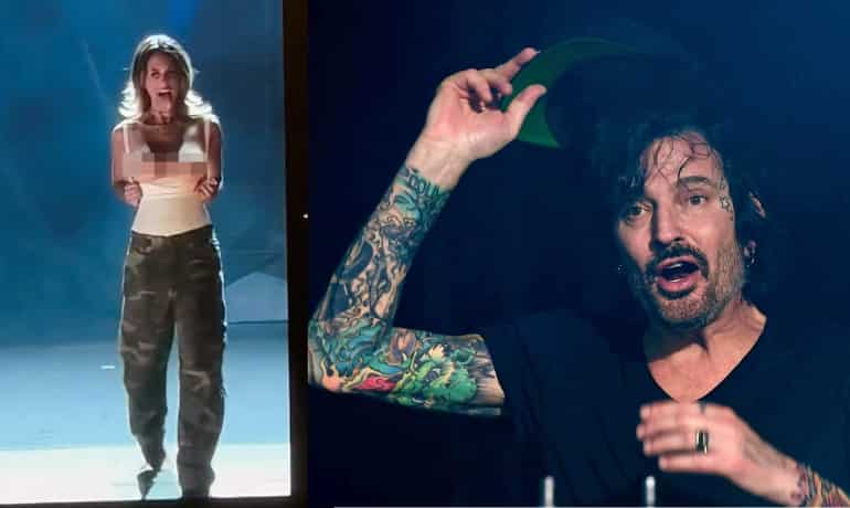 Bizarre! Tommy Lee asks wife Brittany Furlan to flash her breasts during concert