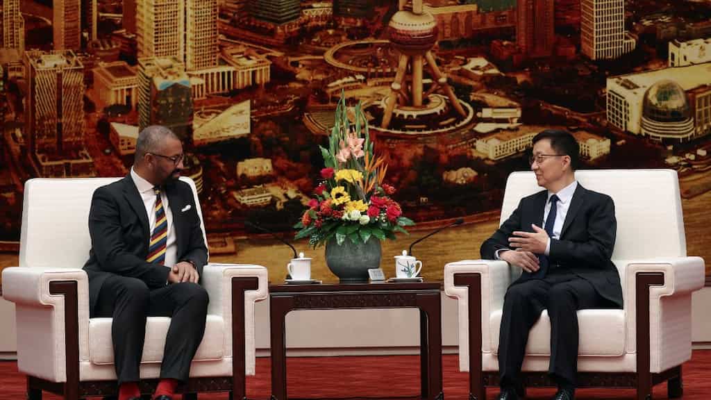 UK foreign secretary James Cleverly says raised human rights concerns at meetings with top Chinese officials