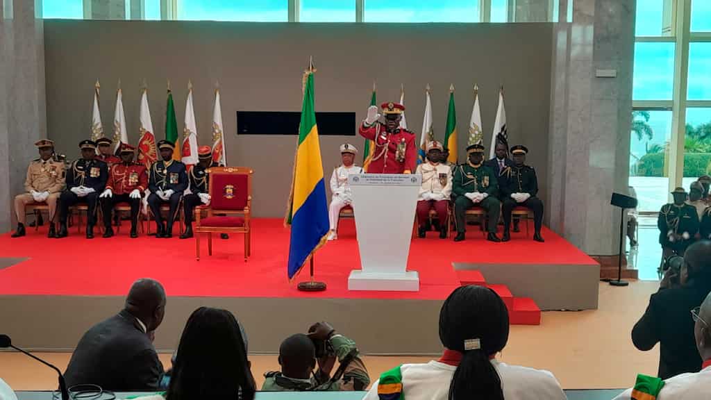 Gabonese general and coup leader Oligui sworn in as interim president