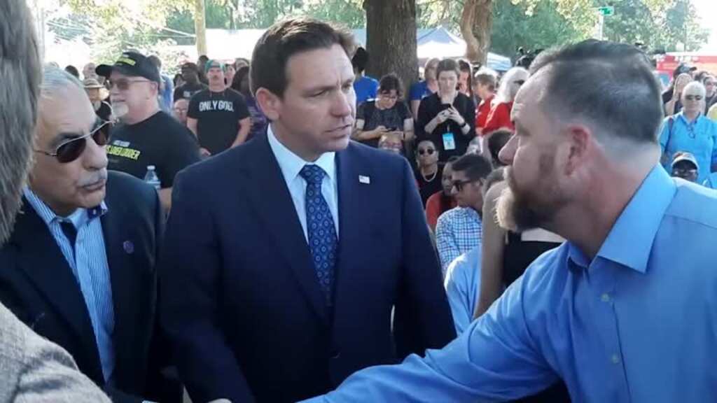 Watch | Florida Governor Ron DeSantis lashes out at audience member at press meet over Jacksonville shooting