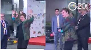 Watch: A mesmerised IMF chief attempts dance steps as folk artists welcome her in Delhi