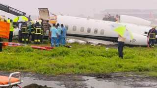 Mumbai: Chartered plane carrying six passengers veers off the runway while landing amid heavy rains