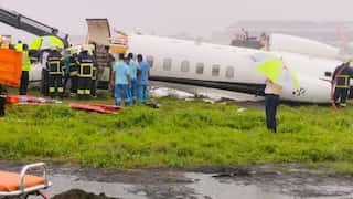 Mumbai: Chartered plane carrying six passengers veers off the runway while landing amid heavy rains