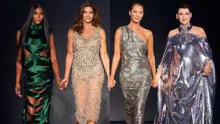 Supermodels Cindy Crawford, Christy Turlington, Linda Evangelista and Naomi Campbell reunite on the ramp