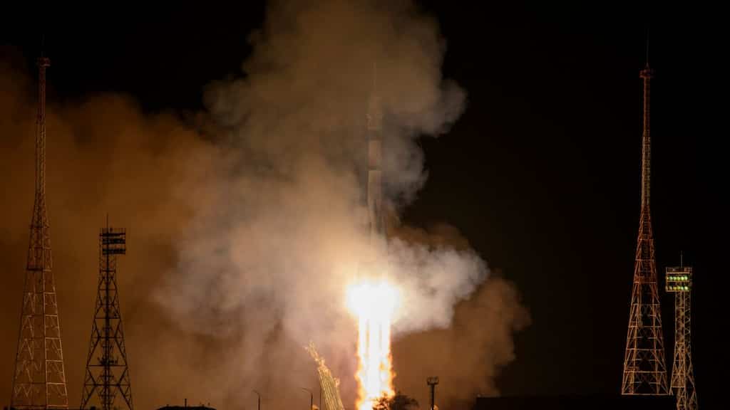 Rocket with two Russian cosmonauts, NASA astronaut launches toward International Space Station