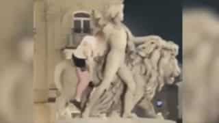 WATCH | Drunk Irish tourist climbs onto ‘heritage’ statue in Belgium, breaks it; arrested