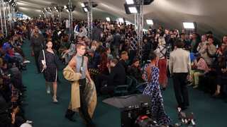 Burberry's London runway show dominated by padded bags and blue-soled heels