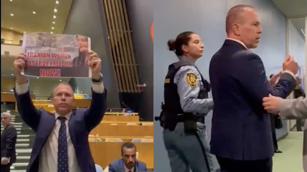 Israeli ambassador shown out of UN assembly hall for protesting Iranian president's speech. Watch