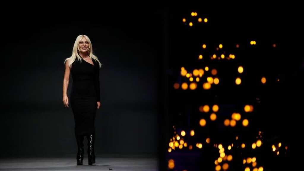 Checkerboard reigns on Versace catwalk at Milan Fashion Week