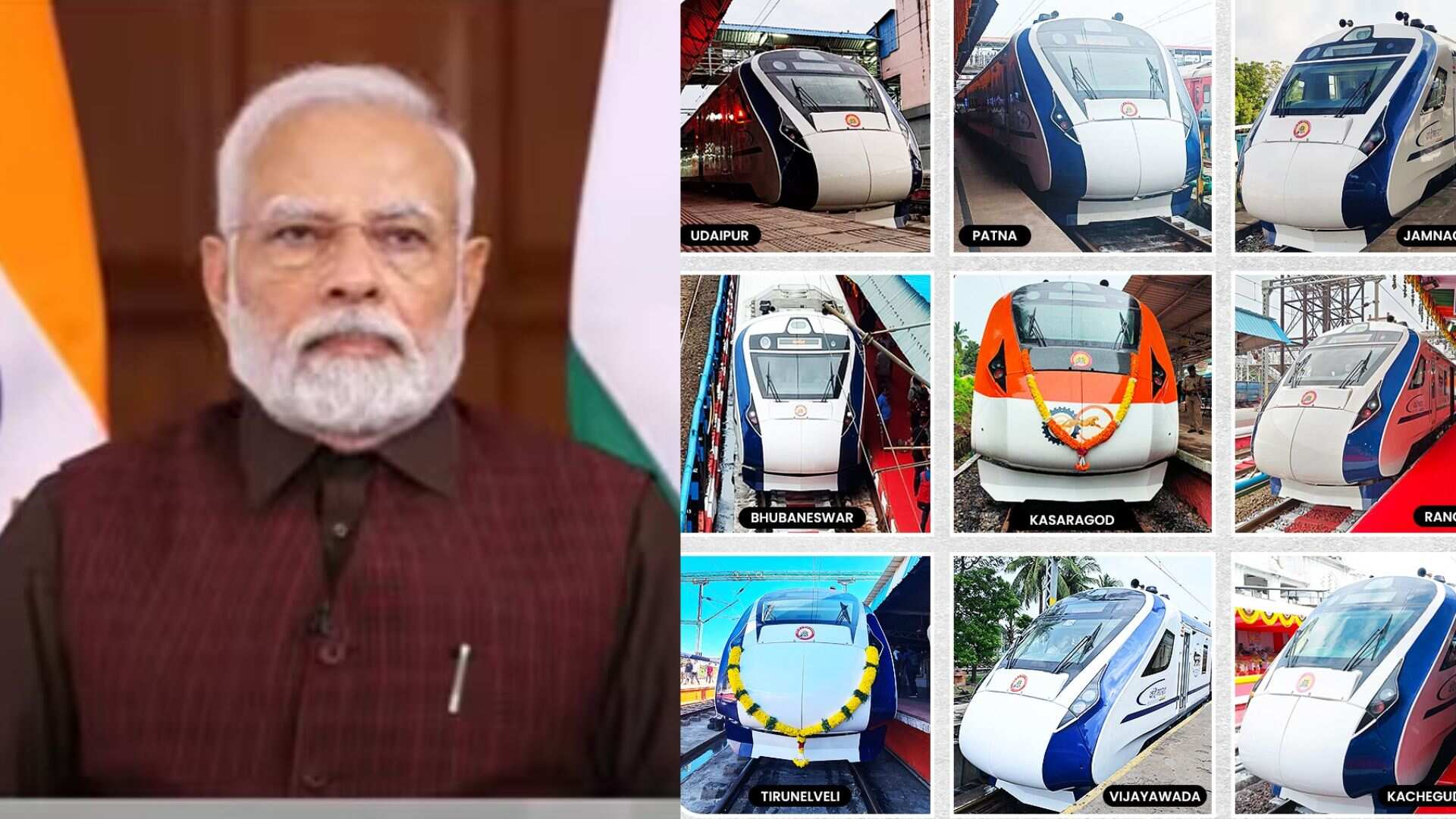 India PM Modi Launches Nine New Vande Bharat Trains Emphasises On India PM Modi Launches Nine New Vande Bharat Trains Emphasises On