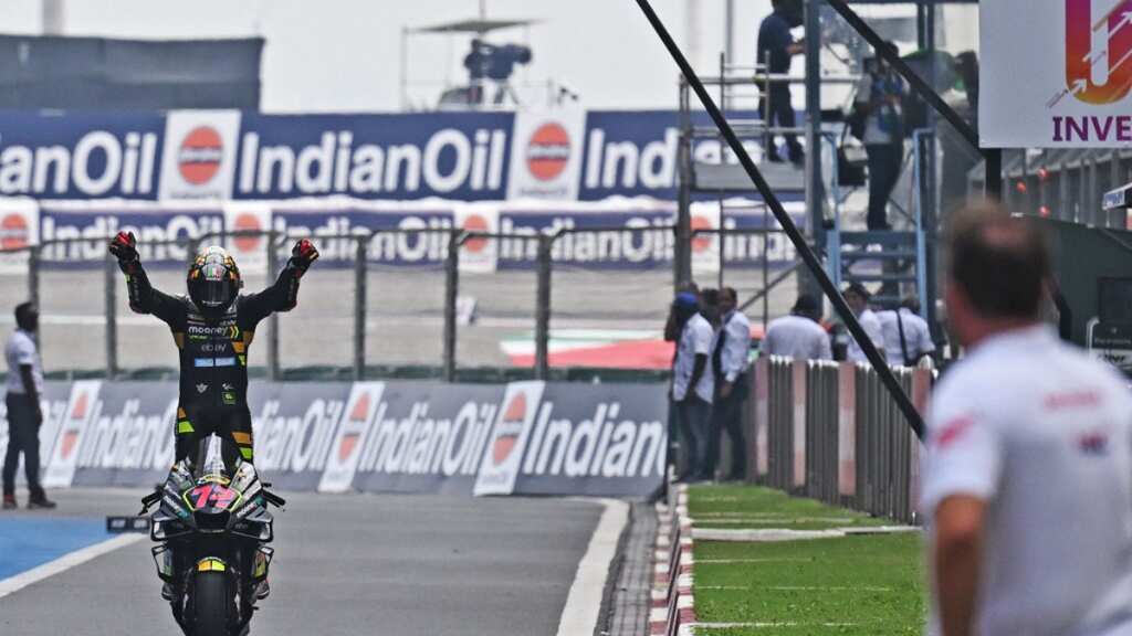 MotoGP India: Marco Bezzecchi wins after world champion Francesco Bagnaia crashes out