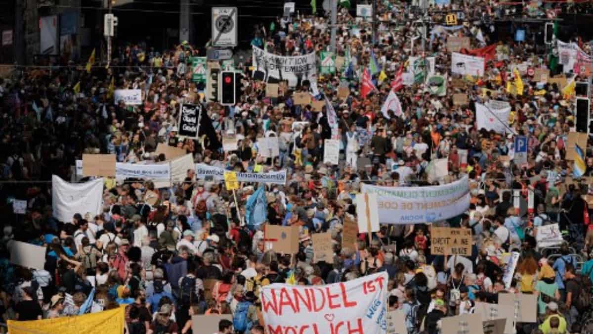 Rare large protest in Switzerland