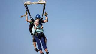 Watch: 104-year-old woman jumps 13,500ft, aims at record for world’s oldest skydiver