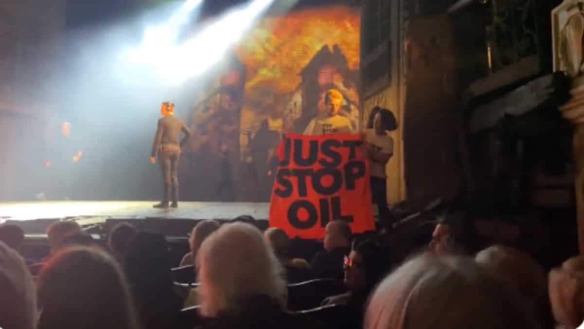 Five arrested after Just Stop Oil protest halts Les Misérables performance in London Five arrested after Just Stop Oil protest halts Les Misérables performance in London