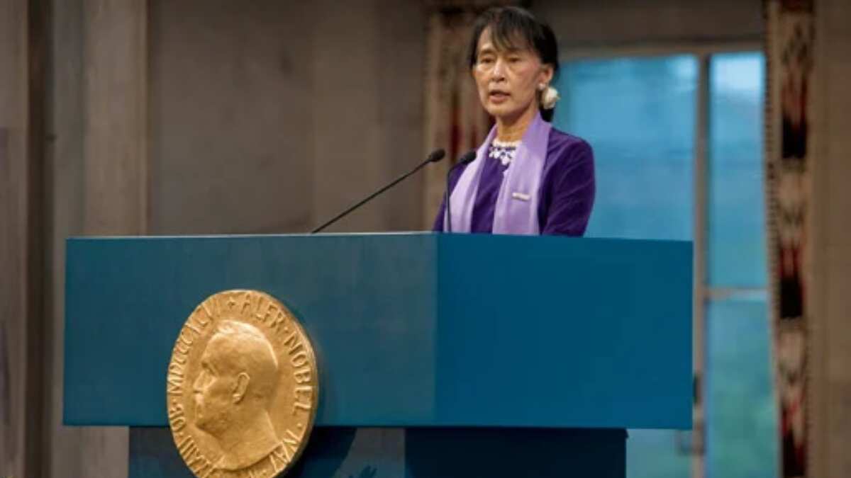 1991: Myanmar’s ousted leader Aung San Suu Kyi