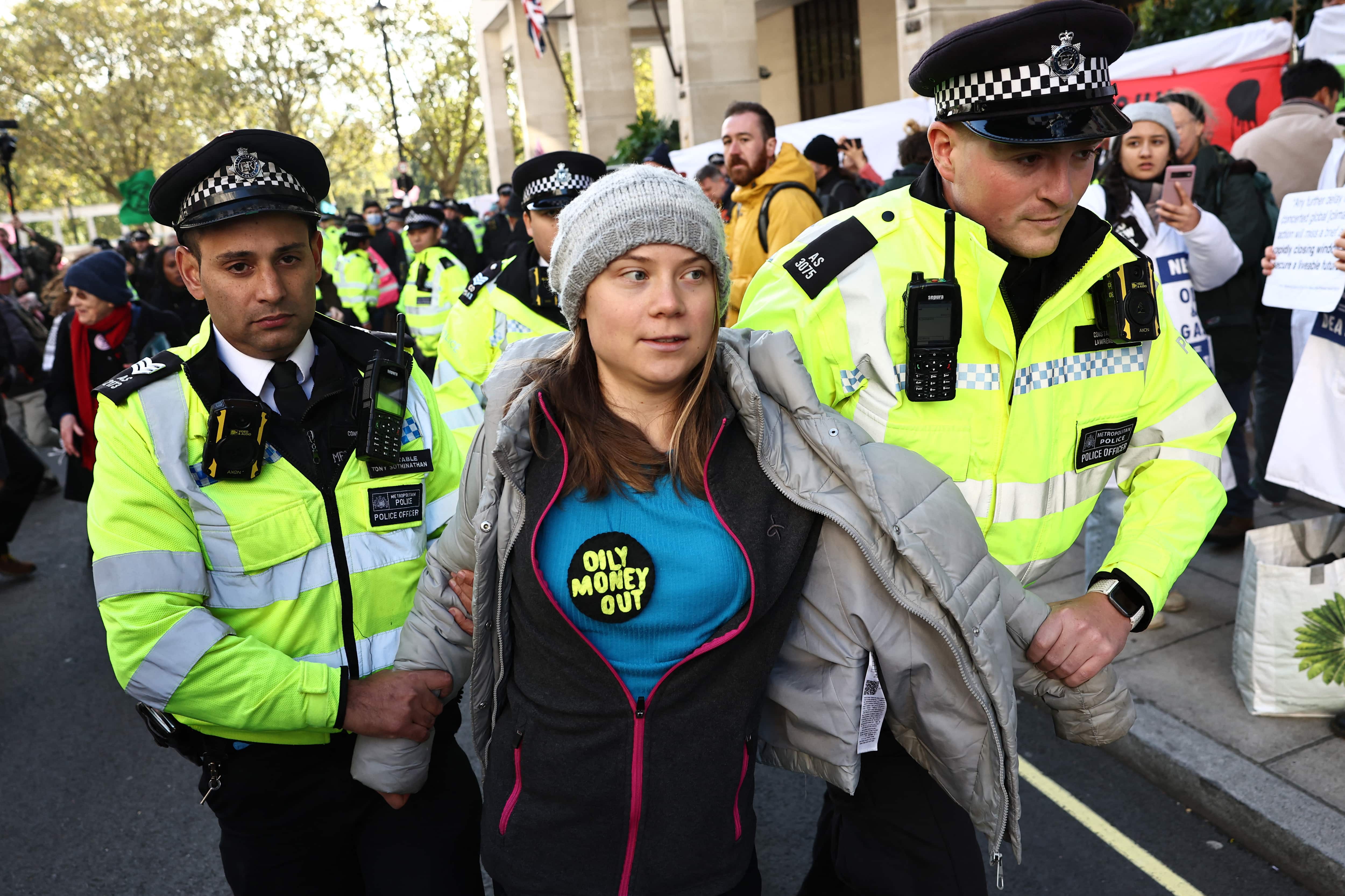 Activist Greta Thunberg detained at London climate protest Activist Greta Thunberg detained at London climate protest
