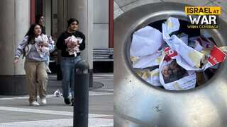 NYU students seen tearing down posters of young Israeli children kidnapped by Hamas. Watch!