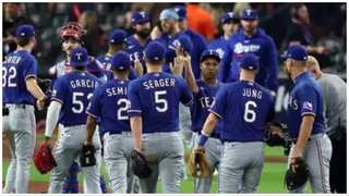 Defending champion Houston Astros beat Texas Rangers 8-5 to tighten MLB playoff series