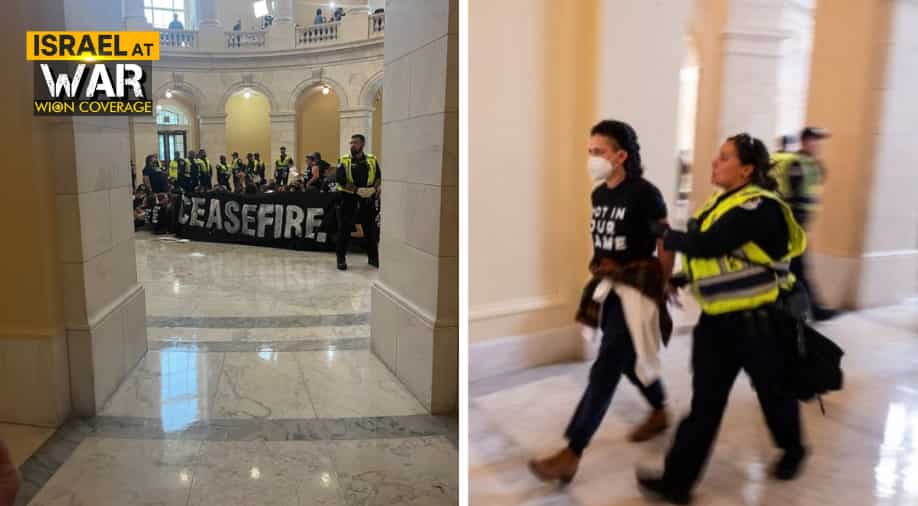Watch | Israel-Hamas war: Protesters storm US Capitol demanding ceasefire in Gaza; around 300 arrested Watch | Israel-Hamas war: Protesters storm US Capitol demanding ceasefire in Gaza; around 300 arrested