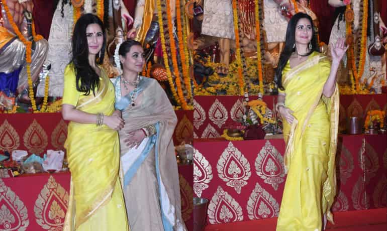 Katrina Kaif stuns in yellow saree as she steps out for Durga Puja celebration Katrina Kaif stuns in yellow saree as she steps out for Durga Puja celebration
