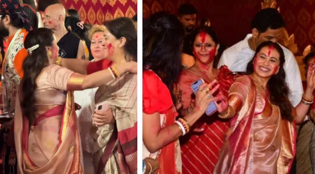 Durga Puja: Rani Mukerji looks her best during Sindoor Khela on last day of festival