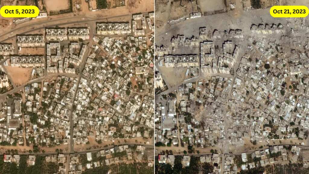 Israel-Hamas war: Before and after satellite images show destruction in Gaza