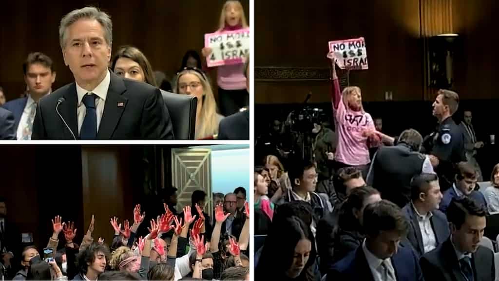 Watch | Pro-Palestinian demonstrators interrupt US Senate hearing demanding ceasefire in Gaza