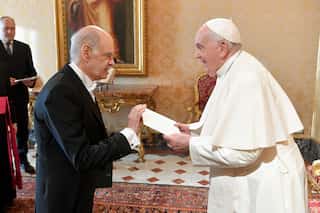 Pope skips reading speech because of a cold but continues schedule