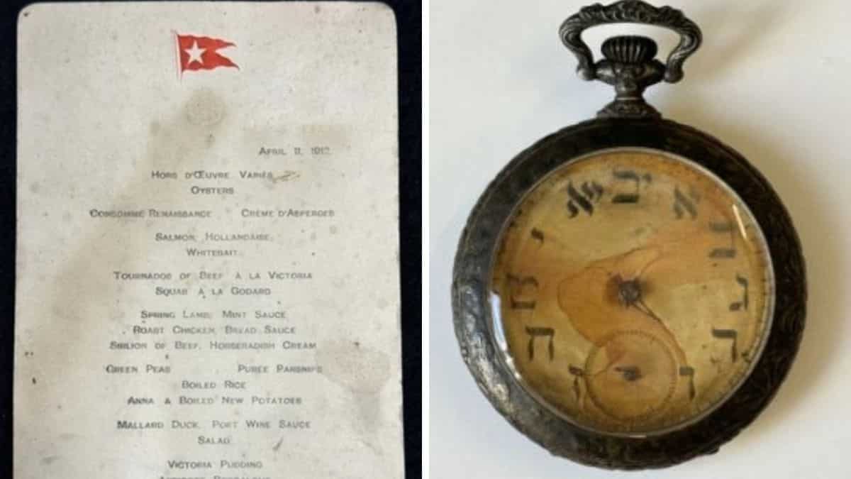 Rare Titanic artefacts including first-class menu and pocket watch to go for auction