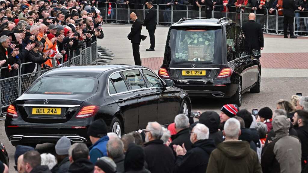 Huge crowds gather in Manchester to bid final farewell to Sir Bobby Charlton