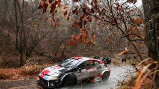Elfyn Evans takes commanding lead in extreme wet conditions at Rally Japan