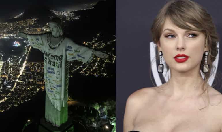 Projection Statue Rio's Christ the Redeemer statue welcomes Taylor Swift with open arms ...
